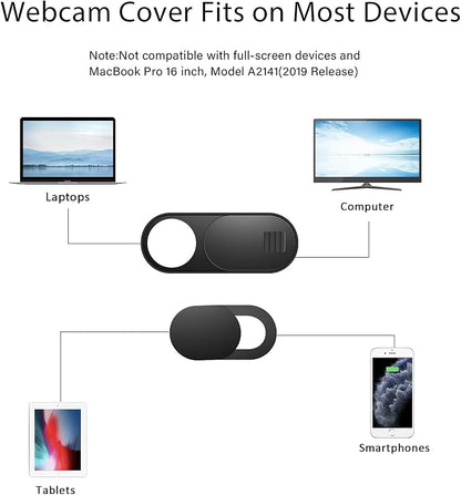 Laptop Camera Cover, 0.027 Inch Ultra Thin Camera Cover, Webcam Privacy Cover Fits on Computer, Laptop, MacBook, PC, Cell Phone, iPhone, iPad, iMac, Tablet, Black Web Cam Cover Sliders (9 Pack)