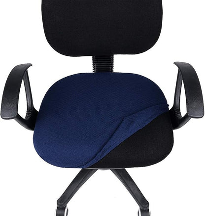 Smiry Stretch Jacquard Office Computer Chair Seat Covers, Removable Washable Anti-dust Desk Chair Seat Cushion Protectors - Navy Blue
