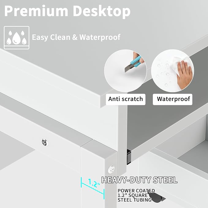 ALISENED 31.5" Small Computer Desk with Hutch, Office Desk with Workstation PC Table, Keyboard Tray & Storage for Gaming, Working, Studying, Space-Saving Design, Easy Assembly，White