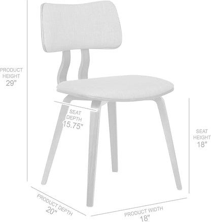 Armen Living Jaguar Mid-Century Dining Chair in Walnut Wood and Green Fabric