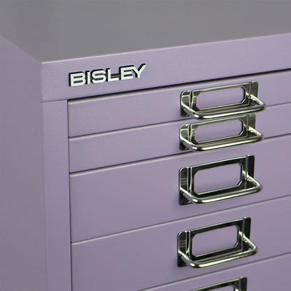 Bisley 8-Drawer Steel MultiDrawer Cabinet - Lilac | Chrome Pull Handles with Label Holders, Powder-Coated Steel, Removable Drawers, Fits Under Most Desks, Labels Included