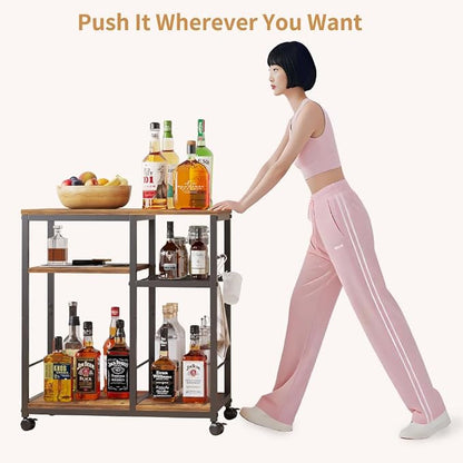 Furist Printer Stand with Storage, Mobile Printer Table for Home Office, Desktop Shredder Shelf with Wheels, Rolling Cart Computer Tower Stand