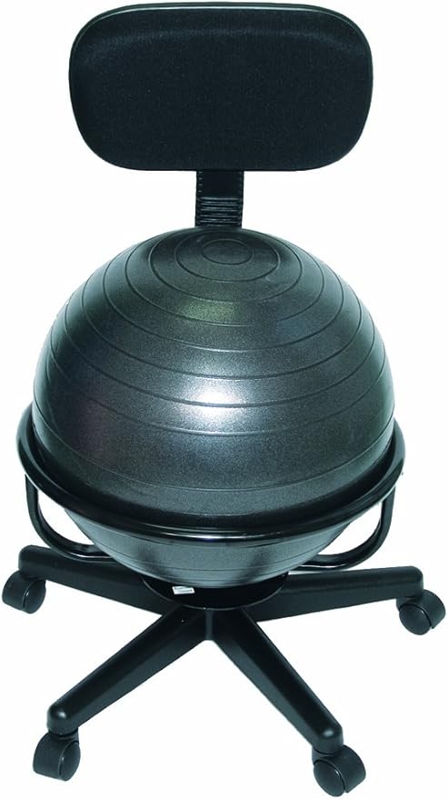CanDo Metal Ball Chair - Inflatable Ergonomic Active Seating Exercise Ball Chair with Air Pump for Home, Office, and Classroom