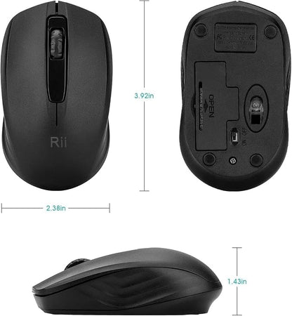 Rii Wireless Noiseless Mouse,2.4G Portable Computer Mice for PC, Laptop, Windows,Office Included Wireless USB dongle (Silent(Black)-New)