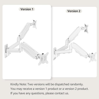 MOUNT PRO Dual Monitor Wall Mount for 13 to 32 Inch Computer Screens, Gas Spring Wall Monitor Arm for 2 Monitors, Each Holds Up to 19.8lbs, Adjustable Wall Monitor Mount with VESA 75x75/100x100, White