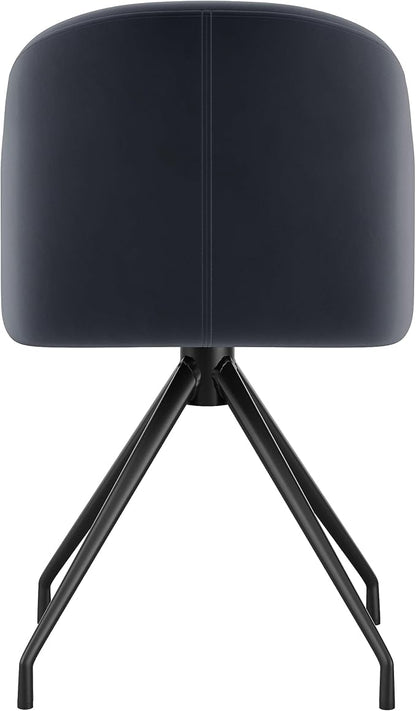 Martha Stewart Sora Stationary Swivel Task Chair with Sloped Arms for Home Office in Gray Velvet with Oil Rubbed Bronze Frame
