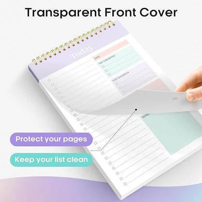 Taja To Do List Notepad - To Do List Notebook for Work with 52 Sheets, 9.8" x 6.5", Undated Daily Planner Perfect for Daily Tasks and Goal Setting, Notepad Suitable for Office, Home & School - Violet Dream