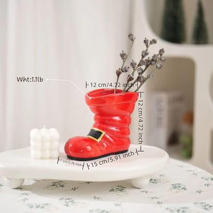 Paint Brush Holder,Ceramic Brush Organizer,Small Flower Vase (Red, Small)
