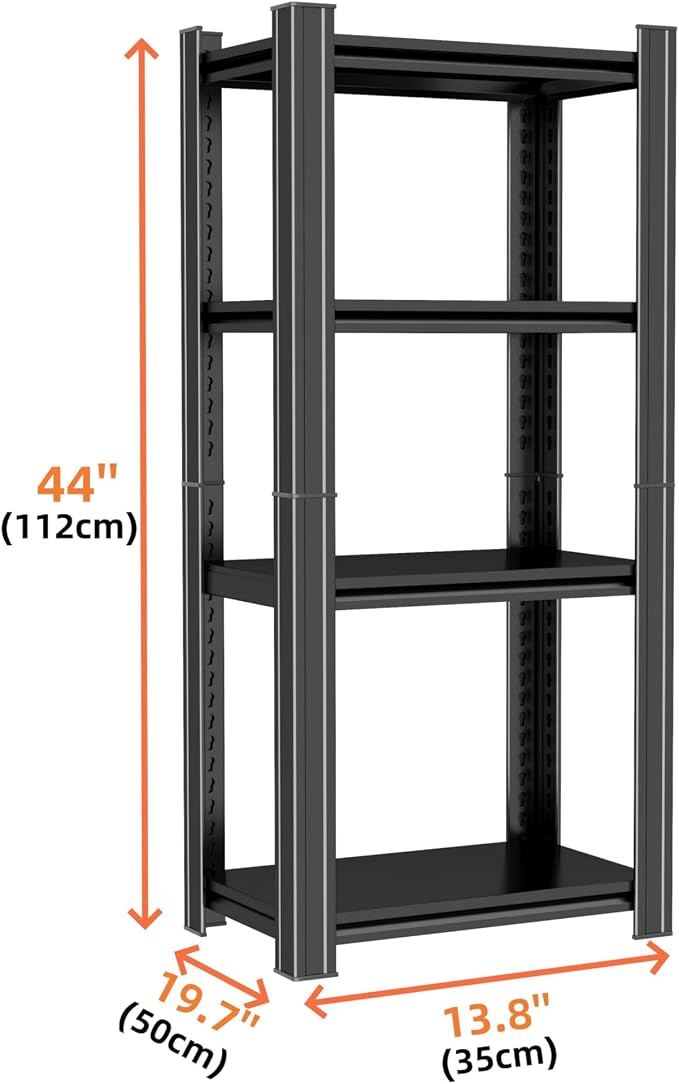Printer Stand, Heavy Duty 4-Tier Steel Shelving Unit with Storage, Large Adjustable Printer Table - Ultimate Office & Home Office Storage Organizer 44" H X 19.7" W X 13.8" D, Black