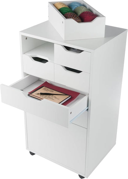 Winsome Halifax Mobile Storage Cabinet with 7 Drawers in White, Stylish & Functional Home Storage Cabinet for Filing, Kitchen Organization, Moveable Furniture for Office, Dorms, Apartments