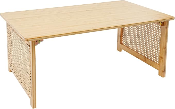 Japanese Floor Table Foldable Bamboo Low Table for Sitting on the Floor, Natural Coffee Table Minimalist Tatami for Home Office, Meditation & Tea Ceremony (Easy Storage) (31.5*18.89*13.77Inch)