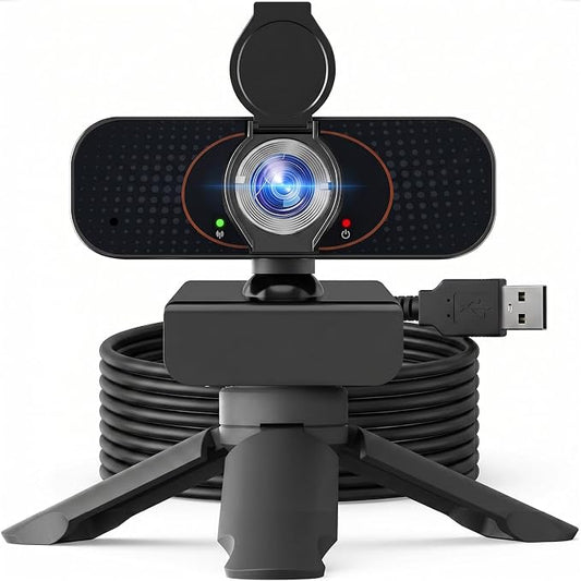 1080P USB Webcam for PC with Microphone Privacy Cover & Tripod | Plug and Play, No drivers; Clear Video Auto Lighting; Noise Canceling Audio; Universal Clamp Mount; Works with Zoom and Teams