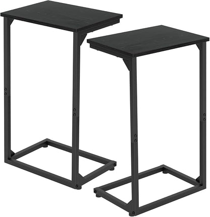 AMHANCIBLE C Shaped End Tables Set of 2, Couch Side Tables that Slide Under Sofa, Slim TV Trays for Living Room and Bedroom, Narrow Space Saving Laptop Workstation, Black, HET02BBK
