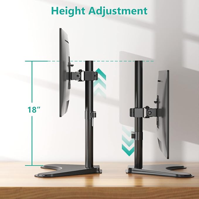 WALI Single Monitor Stand up to 32 Inch Screens, Freestanding Single Monitors Arm Desk Mount, Universal VESA Monitor Mount 75x75/100x100mm, Adjustable Height and Angle (MF001), Black
