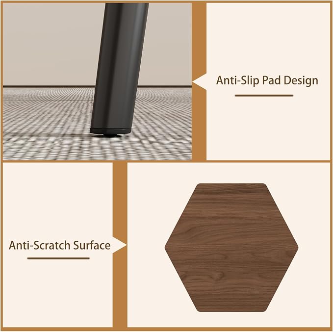 HIPIHOM 55.1' Kitchen Table,Kitchen & Dining Room Tables, Dinner Table for 4-6,MDF Wood Dining Table with Metal Legs for Living Room & Dining Room (Walnut Color Table, 55.1")