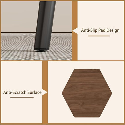 HIPIHOM 47.2'' Dining Table Set for 2,Modern Wood Dining Table,Leather Dining Chairs 2,Table and Chairs Set of 2,Ideal for Kitchen Dining Room (Walnut Color Table + 2 White Chairs)