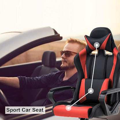 BestOffice High-Back Gaming Office Chair Racing Style Computer Desk Chair Ergonomic Executive Swivel Rolling Chair with Lumbar Support for Women, Men(Red)
