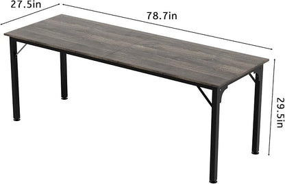 78.7 Inches Extra Long Desk,6.5ft Office Table with Flexible Configuration,Large Computer Table with Adjustable Footpads,Stable Structure,Office Desk for 2 Person (Grey)