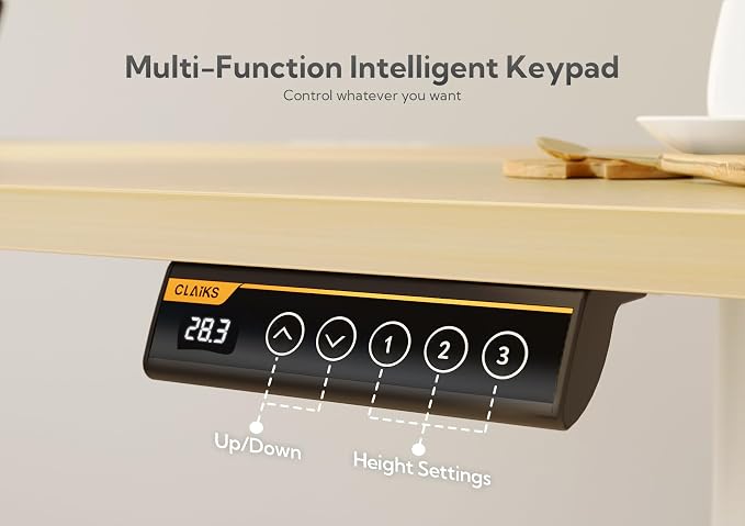 Claiks Electric Standing Desk, Adjustable Height Stand up Desk, 48x24 Inches Sit Stand Home Office Desk with Splice Board, White Frame/Nature Top