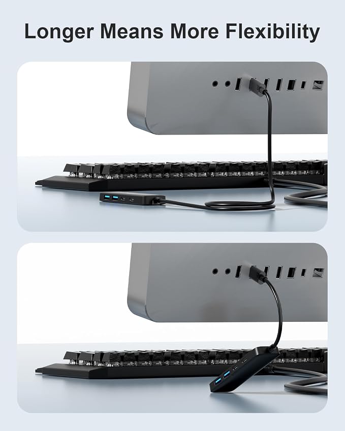 Dual USB C USB A 3.0 Hub: 4 Ports USB Hub with 2* USB-C 3.0 and 2* USB-A 3.0, Ultra Slim Portable USB Splitter Adapter for Laptop, PS4, Flash Drive, HDD, Xbox, Printer, Keyboard, Computer Accessories