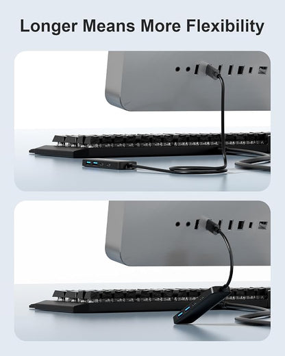 Dual USB C USB A 3.0 Hub: 4 Ports USB Hub with 2* USB-C 3.0 and 2* USB-A 3.0, Ultra Slim Portable USB Splitter Adapter for Laptop, PS4, Flash Drive, HDD, Xbox, Printer, Keyboard, Computer Accessories