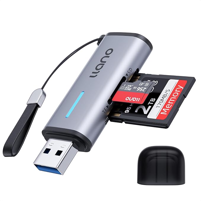 llano Micro SD Card Reader 3.0, 5Gbps 2-in-1 USB A Memory Card Reader Dual Slots for SDXC, SDHC, SD, MicroSD, UHS-I Cards, Compatible with MacBook, iPad, Computer
