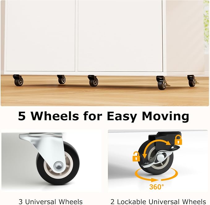 LOKO Mobile File Cabinet with 4 Drawers, Rolling Under-Desk Filing Cabinet, Wooden Chest of Drawers with Universal Wheels, Modern Printer Stand for Home Office Organization and Storage (White)