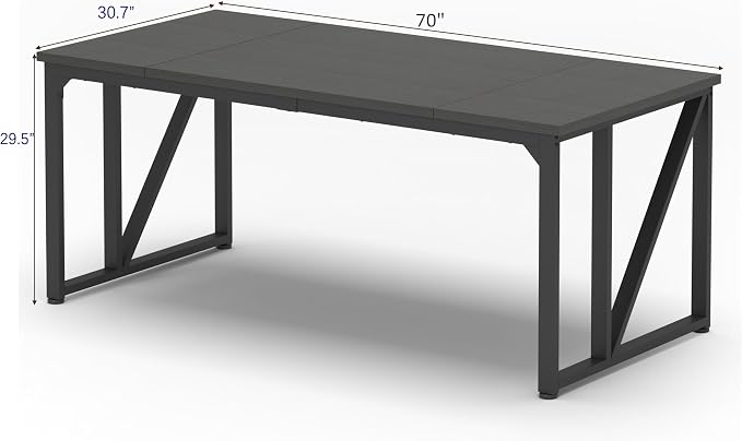 NSdirect Computer Desk 70×30.7 Inch Gaming Desk with Deeper & Thicker Desktop, Office Desk Work Desk for Home Office, Black