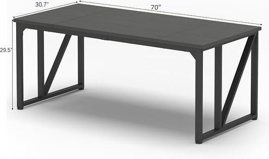 NSdirect Computer Desk 70×30.7 Inch Gaming Desk with Deeper & Thicker Desktop, Office Desk Work Desk for Home Office, Black