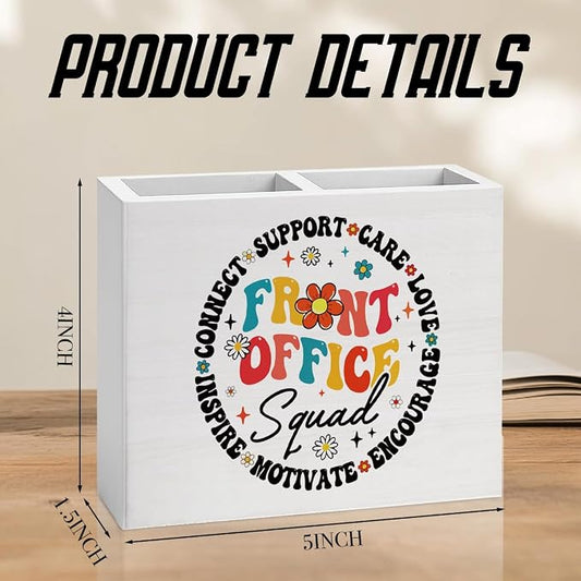 Front Desk Office Decor Front Desk Office Decoration Secretary Administrative Assistant Gifts for Women Men Wooden Pencil Holder, Crew Appreciation Gifts Decor