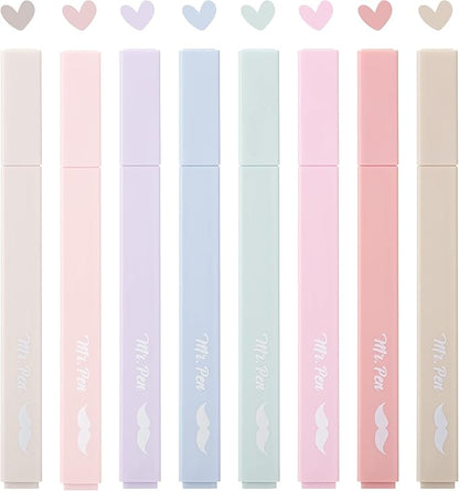 Mr. Pen- Aesthetic Highlighters No Bleed, 8 Pack, Muted Pastel Color | Chisel Tip, Cute Highlighters Assorted Colors for Journaling, Highlighting, Underlining, Fast Dry, Back to School Supplies