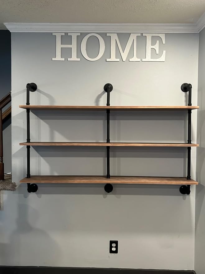 HDDFER Floating Shelves for Wall Bookshelf Industrial Pipe Shelving Shelves Natural Wood Planks 60 inch Rustic Wall Shelves Hanging Bookshelves Farmhouse Kitchen Shelving