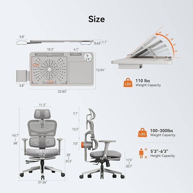 Newtral Office Chair Ergonomic - Home Office Desk Chair, Back Pain Chair with Auto-Following Lumbar Support, 4D Armrest, Seat Depth and Height Adjustable