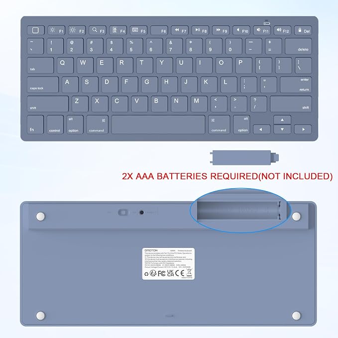 OMOTON Ultra-Slim Bluetooth Keyboard for iPad 11th/10th/9th/8th/7th, iPad Pro/Air/Mini and iPhone Series, Wireless iOS Keyboard with 12 Multimedia Keys for Office, Home, Travel, School, Deep Blue