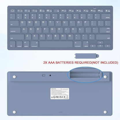 OMOTON Ultra-Slim Bluetooth Keyboard for iPad 11th/10th/9th/8th/7th, iPad Pro/Air/Mini and iPhone Series, Wireless iOS Keyboard with 12 Multimedia Keys for Office, Home, Travel, School, Deep Blue
