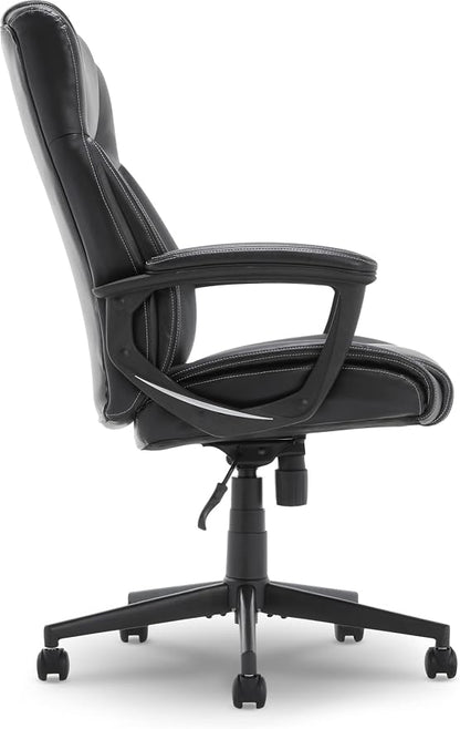 Serta Connor Executive Office Chair, Ergonomic Computer Chair with Layered Body Pillows, Contoured Lumbar, Adjustable Seat Height, Bonded Leather, Black
