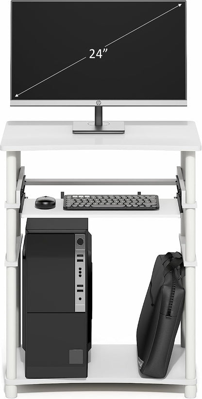 Furinno Home Desk, 23.6 Wide Gaming Desk with Keyboard Tray, Open Shelf Laptop Notebook Computer Desk, Office Desk for Home Office, Study Room, Dorm, Bedroom, White