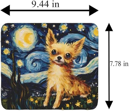 Starry Night Dog Mouse Pad for Computer Laptop Home Office Gaming Working Desk Desktop Accessories Non-Slip Rubber Mouse Pad for Dog Lovers (Chihuahua)