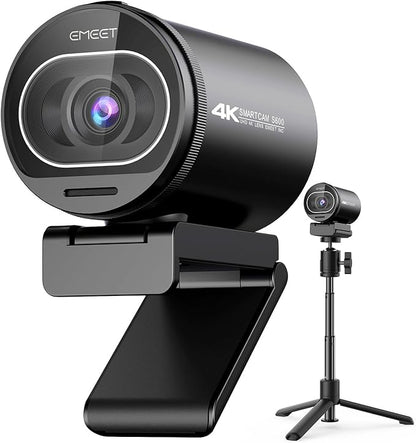 EMEET S600 4K Webcam with Tripod for Streaming - Sony 1/2.55'' Sensor, PDAF Autofocus, 1080P@60FPS, 2 Noise Reduction Mics, Built-in Privacy Cover, 73° FOV, Streaming Webcam for Product/Game/Beauty