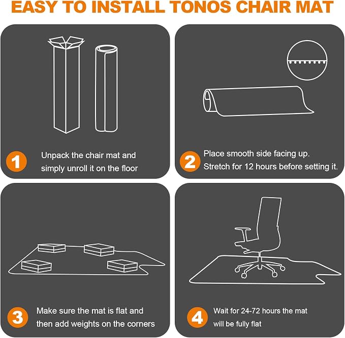 Thickened Chair Mat for Carpet- Low Pile Carpet Protector for Office Computer Desk Chair. Heavy Duty Desk Chair Mat for Carpeted Floors. Clear (with Lip, 47.5"X35.5"X0.15“)