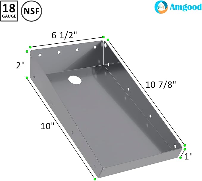 AmGood Stainless Steel Printer Shelf 10 in x 6-1/2 in. x 2 in. | 18-Gauge 430 Stainless Steel, Mounting Screws Included