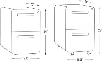 Laura Davidson Furniture Stockpile 2 Drawer Mobile File Cabinet with Lock - Under Desk Metal Filing Cabinet, Legal/Letter File Folders, Wheels and Stationary Feet, Pre-Assembled, Dark Grey