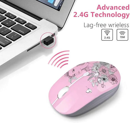JUHOO Wireless Mouse with Nano Receiver for PC, Laptop, Notebook, Computer, MacBook, Less Noise, Portable Mobile Optical Mice