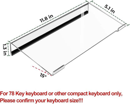 Egchi Small Computer Keyboard Stand, 11.8 x 5.1 Inch- Keyboard Tray for 78 Keys Keyboard, Acrylic Keyboard Riser Lift for Desk, keyboard Holder for Mini Computer Keyboard & Apple Magic Keyboard -Clear