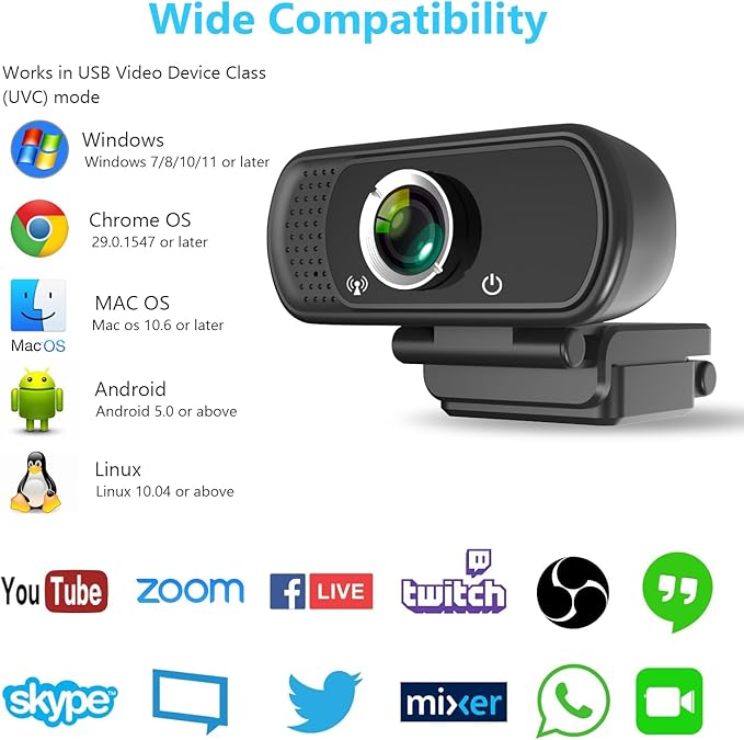 XPCAM HD 1080p Webcam with Microphone,USB Web Camera for Computer PC Laptop | PC Webcam with Cover/Tripod,110°FOV Wide Angle,Plug&Play Streaming Computer Camera for Laptop Mac Zoom,Teams,Twitch Gaming