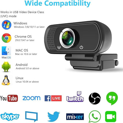 XPCAM HD 1080p Webcam with Microphone,USB Web Camera for Computer PC Laptop | PC Webcam with Cover/Tripod,110°FOV Wide Angle,Plug&Play Streaming Computer Camera for Laptop Mac Zoom,Teams,Twitch Gaming