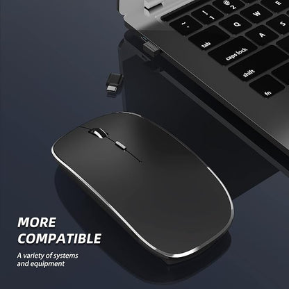 Halpilt Wireless Mouse Chargeable Portable Silent USB-A and Type-C Dual Mode Wireless Mouse 3 Adjustable DPI for Laptop, Mac, Android, PC (Q23S Black)
