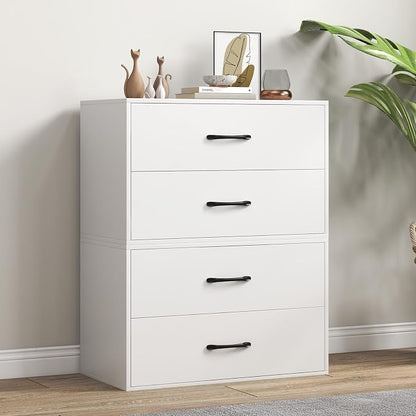 2 Drawer Lateral File Cabinet, Stackable Home Office Drawers, Under Desk Printer Stand, Low Storage Organizer, Horizontal Wooden Filing Cabinet for Study Living Room, No Wheels (2, White)