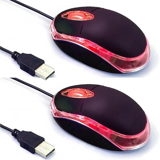 Guiheng 2 Pack Wired Mini Optical Mouse Computer Mouse Ergonomic Mouse with USB Mouse for Laptop PC Desktop mice Compatible with Windows Linux Mac fit for Office Business Home,Kids（Black）