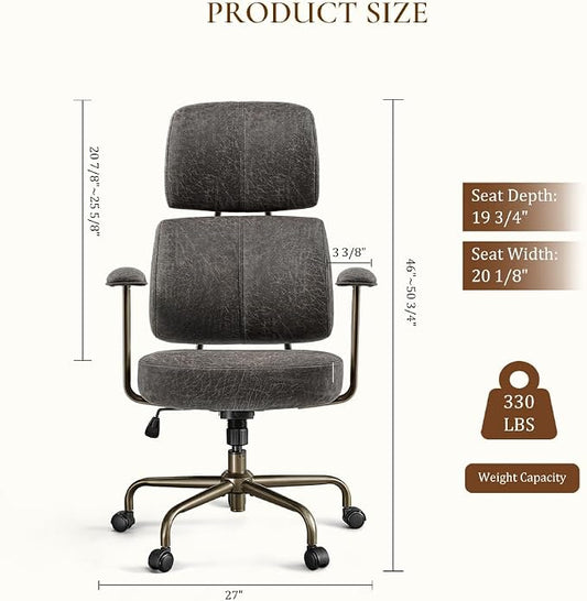 EUREKA ERGONOMIC Home Office Desk Chairs, Ergonomic Computer Chair with High Back, Executive Office Chair with Lumbar Support, Spring Cushion Seat, Mid-Century Modern, Brown-Gray
